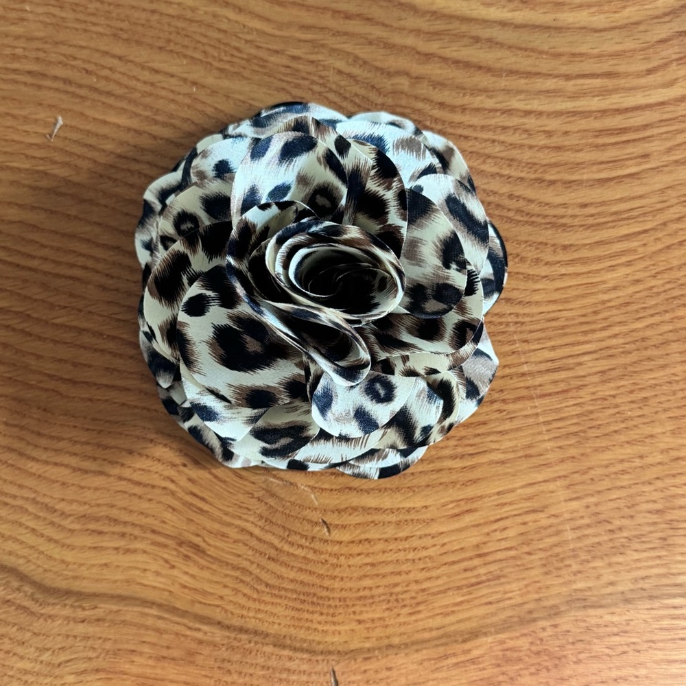 Leopard Print Fabric Rose Flower Magnetic “Pin” Accessory - No Holes in Clothes!